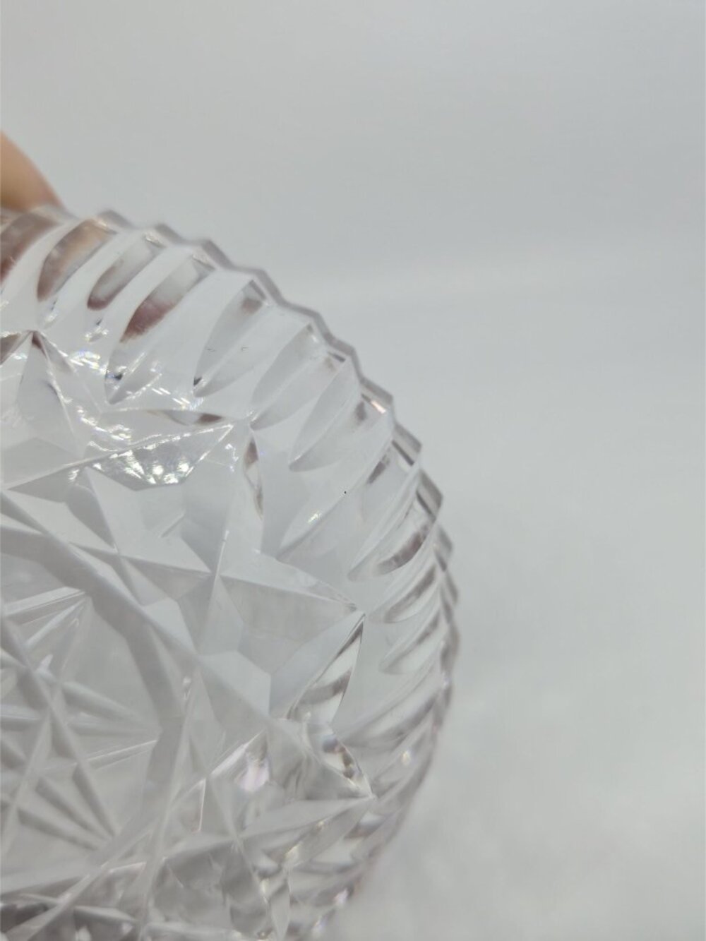 Vintage Crystal Ring Dish Starburst Cut Glass Trinket Bowl Sawtooth Rim Catchall - Picture 6 of 10